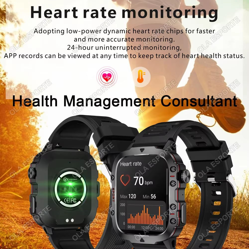 2025 New Men's Smartwatch - IP68 Waterproof Fitness Tracker with Bluetooth Call & Flashlight for Android & iOS