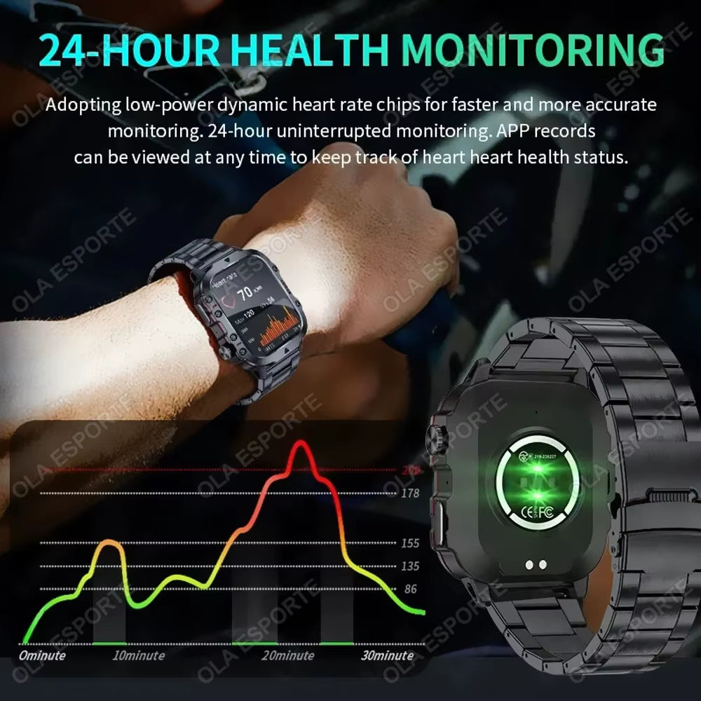 2025 New Men's Smartwatch - IP68 Waterproof Fitness Tracker with Bluetooth Call & Flashlight for Android & iOS